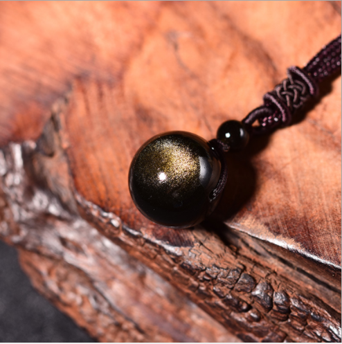 Black Gold Natural Obsidian Stone Pendant Lucky Transfer Beads Pendant Necklace Male Female Lovers Fashion Jewelry - 1111 Beginnings 