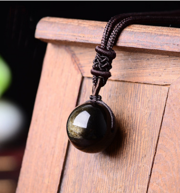 Black Gold Natural Obsidian Stone Pendant Lucky Transfer Beads Pendant Necklace Male Female Lovers Fashion Jewelry - 1111 Beginnings 