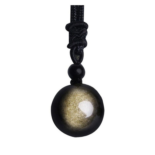 Black Gold Natural Obsidian Stone Pendant Lucky Transfer Beads Pendant Necklace Male Female Lovers Fashion Jewelry - 1111 Beginnings 